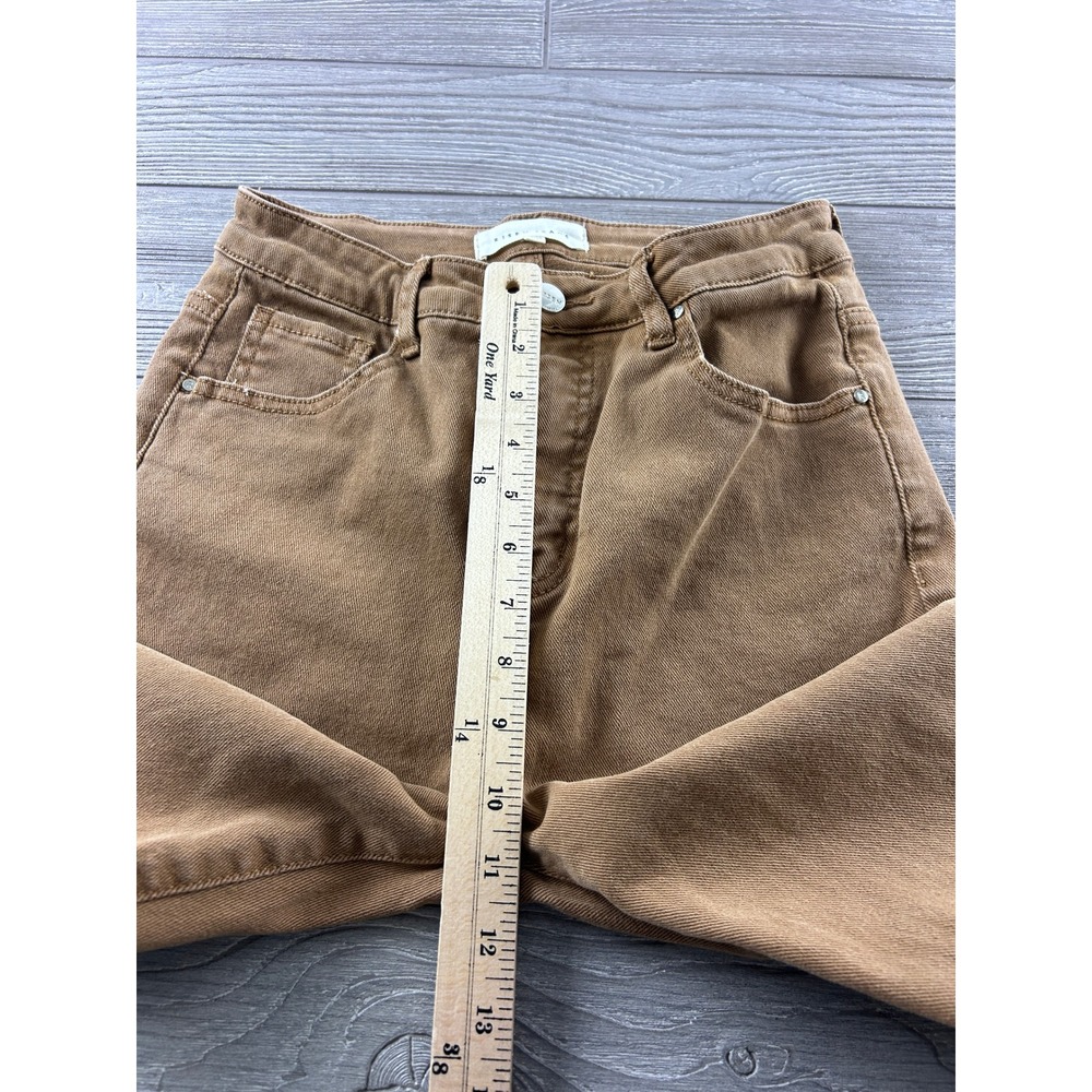 Risen Jeans Brown High Rise Wide Leg Raw Hem Denim RDP5507 Size 7/28 - Picture 5 of 9